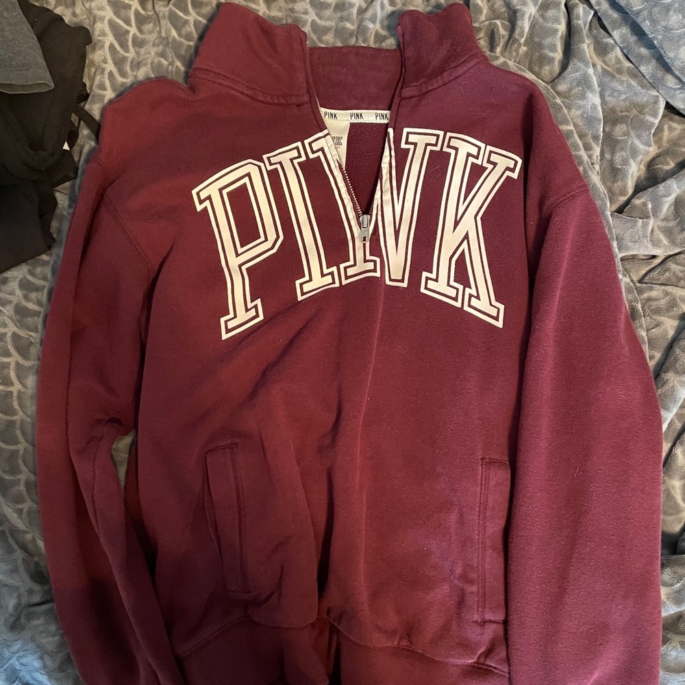 PINK maroon 3/4 zip